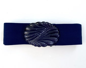 Vintage Belts 80's Blue, Stretchy Belt, Elastic Band (L)