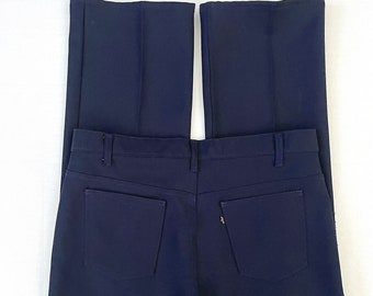 Vintage 90's Levi's 517 USA, Navy Blue, Polyester Pants (W37)