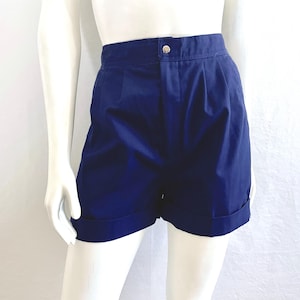 80&#39;s Navy Blue, High Waisted, Shorts (Size 10)