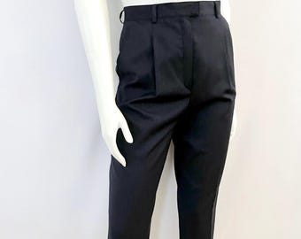 80's Escada, Navy, Pinstriped, Wool, Pants (Size 4)