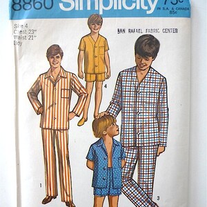 70&#39;s Simplicity 8860, Pajamas in Two Lengths (Size 4)
