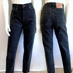 90s Levi's 550 Jeans: Black High-waisted Relaxed Fit Denim (size 4