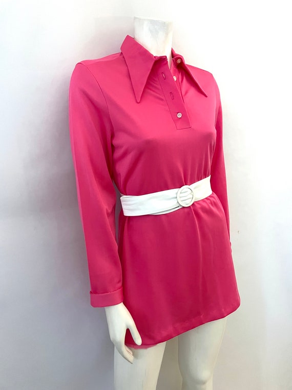 Vintage 60’s Hot Pink Mod Shirtdress by Sears (M) - image 4