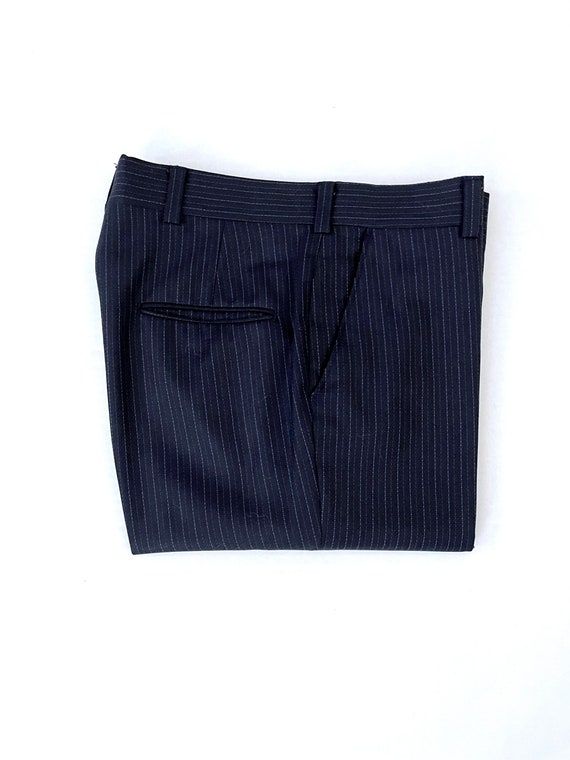 Vintage 60's Navy Blue, Bootcut, Striped Pants (W… - image 9