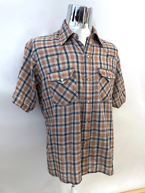 Chemise Western Cowboy Washington Dee Cee Rangers - Taille S - Bleu Carreaux Laine - Neuf Sans étiquettes