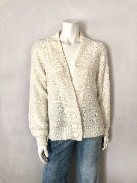 Vintage 80's Jantzen off White Acrylic Cardigan Sweater L - Etsy