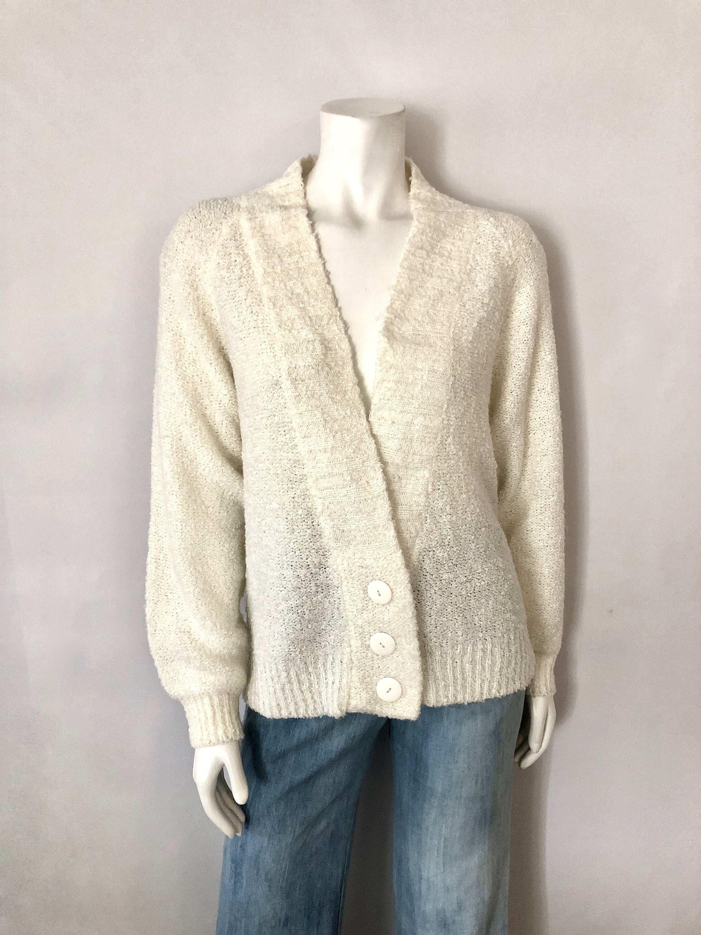 Vintage 80's Jantzen off White Acrylic Cardigan Sweater (L) - Etsy