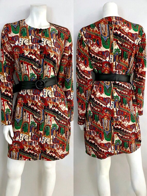 Vintage 90's Colorful Long Sleeve Shirtdress by Br