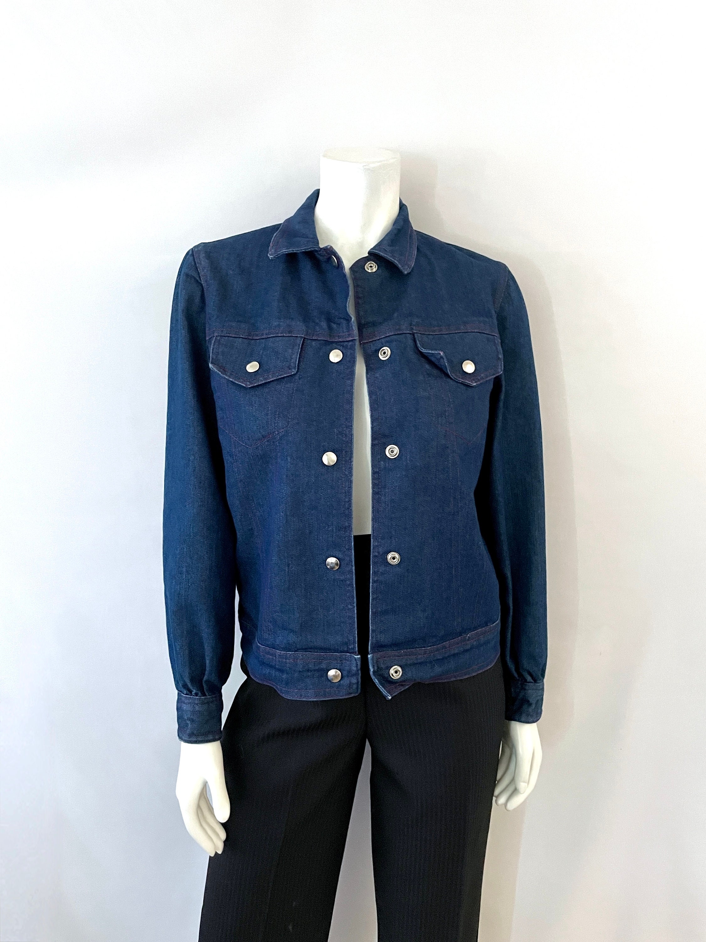 Vintage 70's Denim Jacket, Red Stitching (size 6) - Etsy