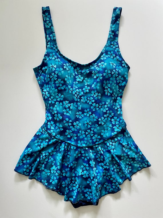 Vintage 80's Blue Floral Swimsuit, One Piece by B… - image 2