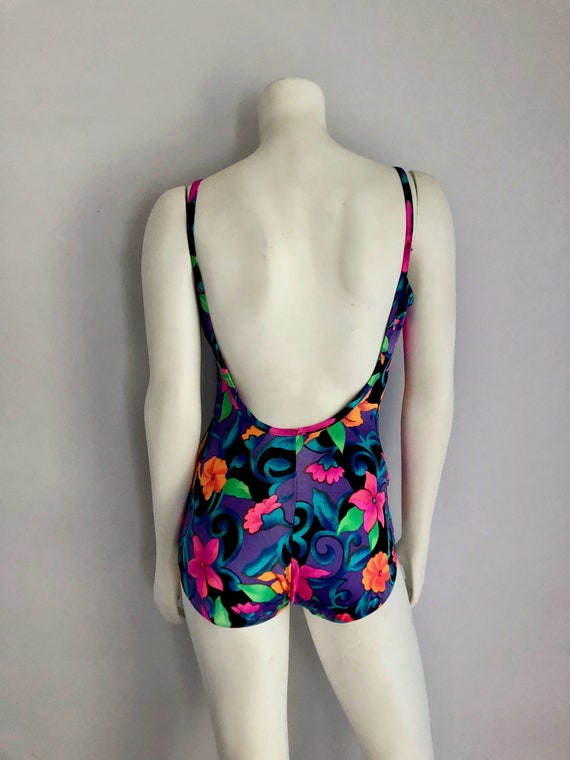 Vintage 80's Jantzen, Floral Swimsuit, One Piece … - image 9