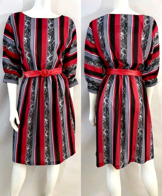 Vintage 70's Walden Petites USA, Gray, Red Striped