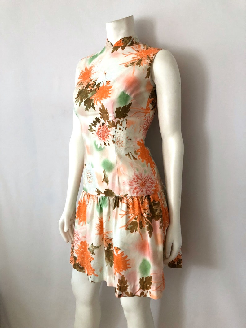 Sleeveless S White Mini Dress Hawaiian Vintage Women/'s 60/'s Zacuto