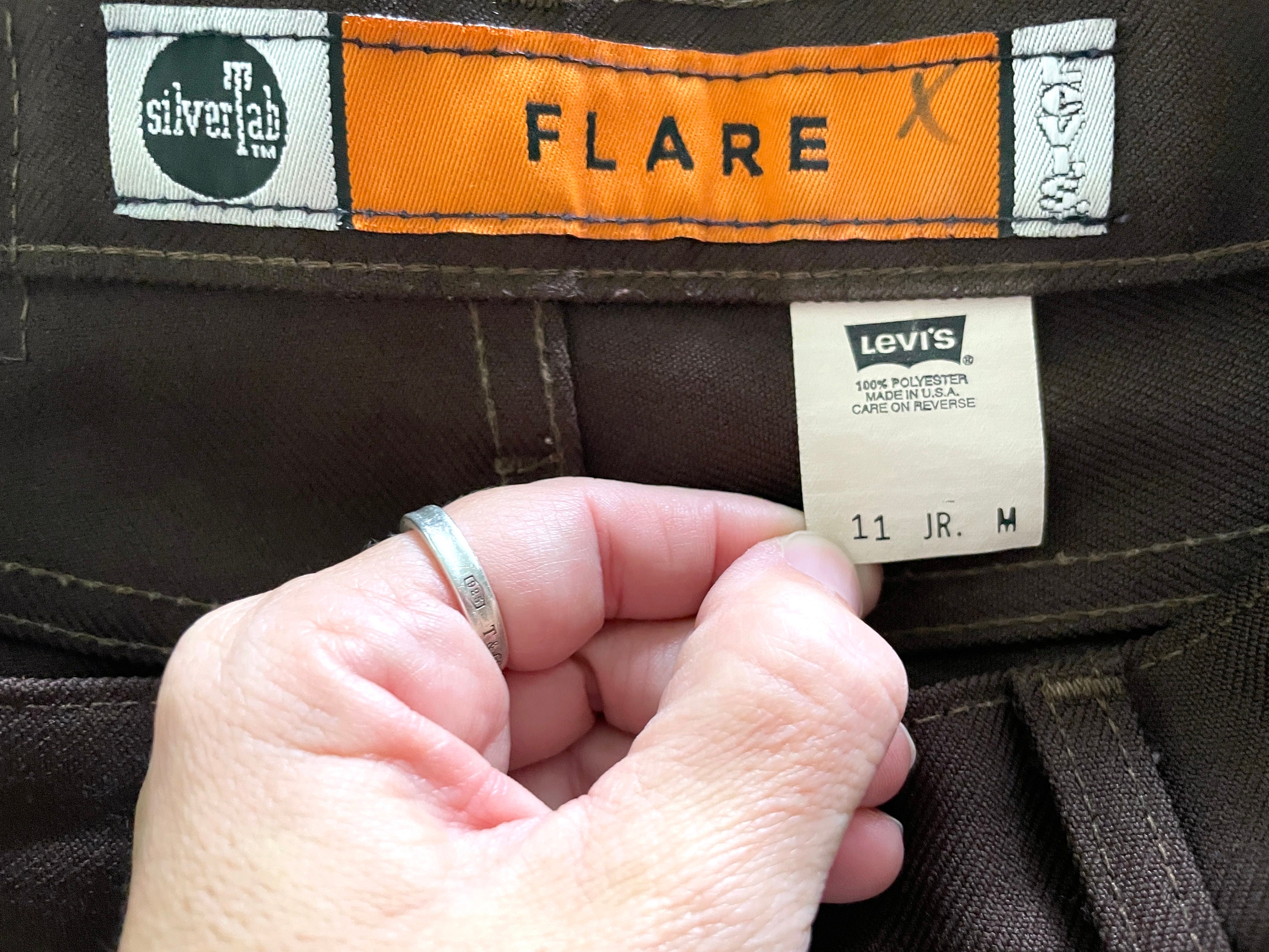 90's Levi's Silvertab USA, Brown, Polyester, Flare Pant (size 10