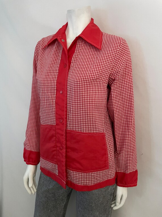 70's Reversible, Red, Checkered, Raincoat (M) - image 6