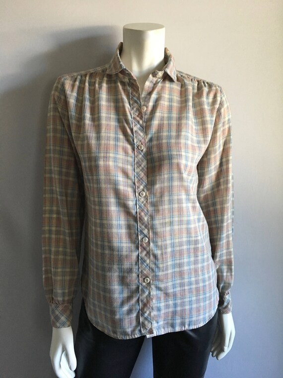 Vintage Women's 80's Gap Plaid Blouse Long Sleeve | Etsy