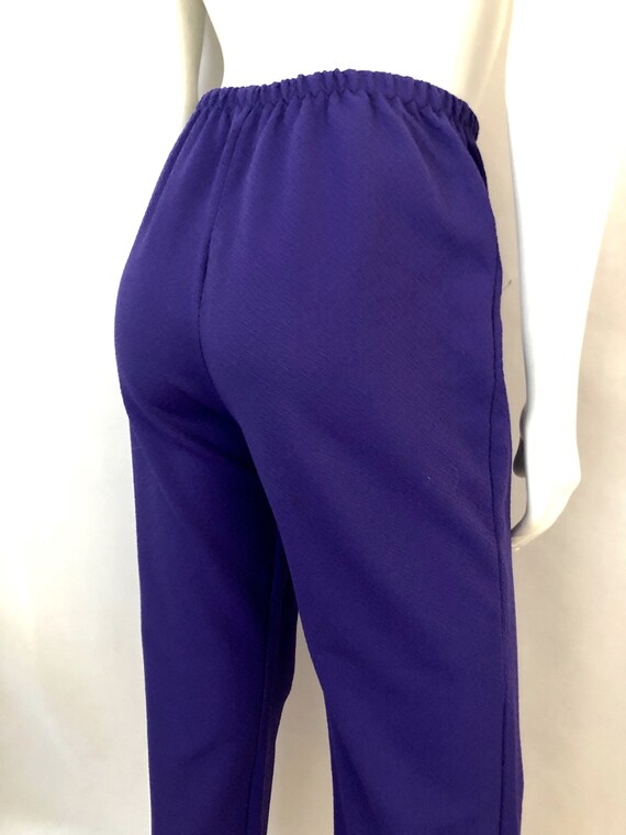 Vintage 70's Purple, High Waisted, Polyester, Fla… - image 10