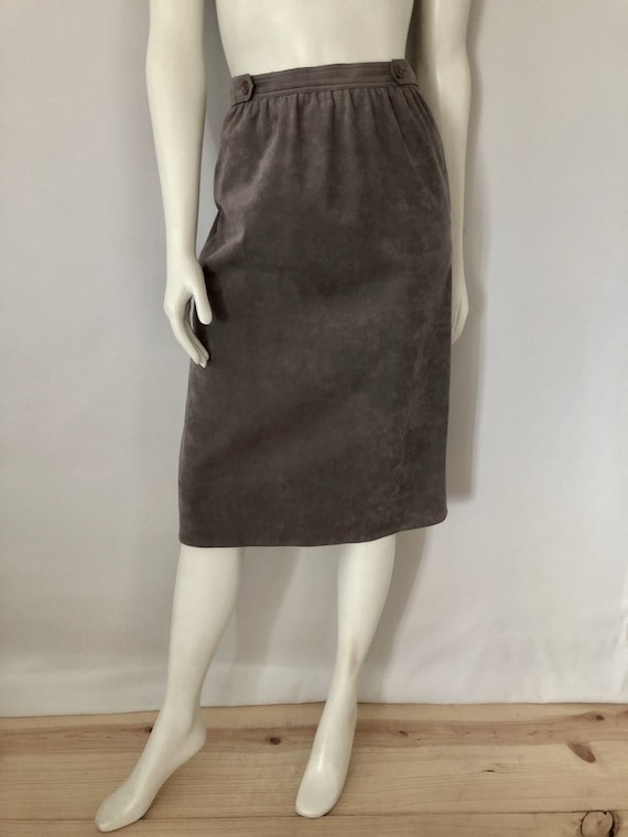 Vintage 80's Gray, Ultrasuede, A Line Skirt by No… - image 1