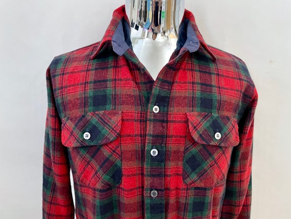 Vintage 80's Arrow, Red, Plaid, Wool, Flannel Shi… - image 3