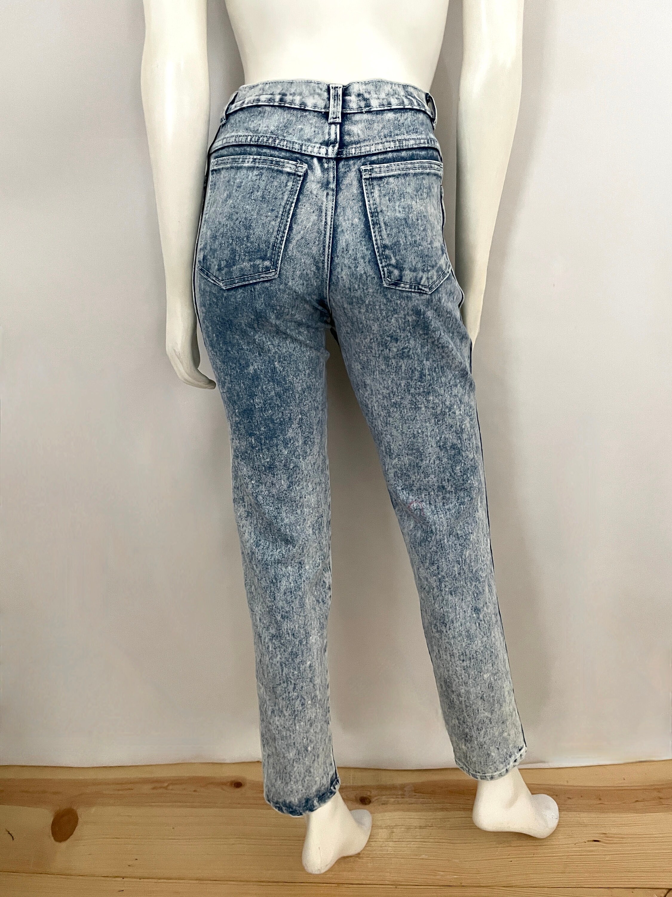 80s Chic Jeans Medium Wash High Waisted Jeans Straight Blue Jeans