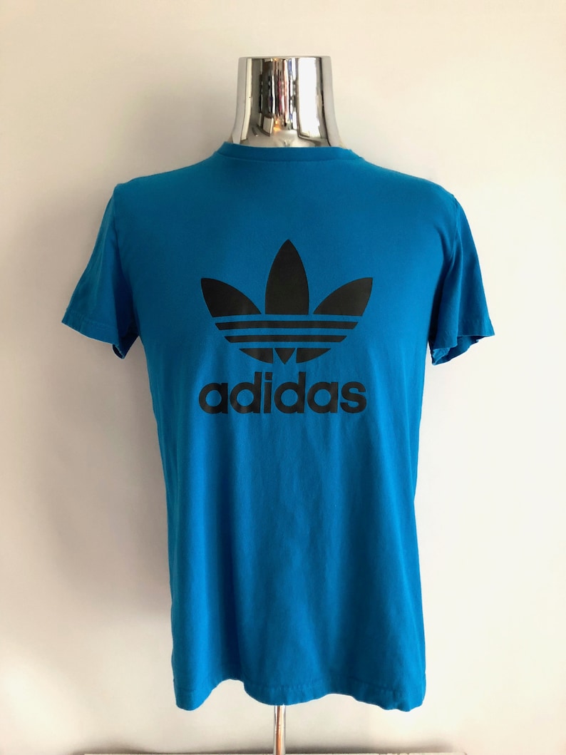 adidas originals white and blue t shirt