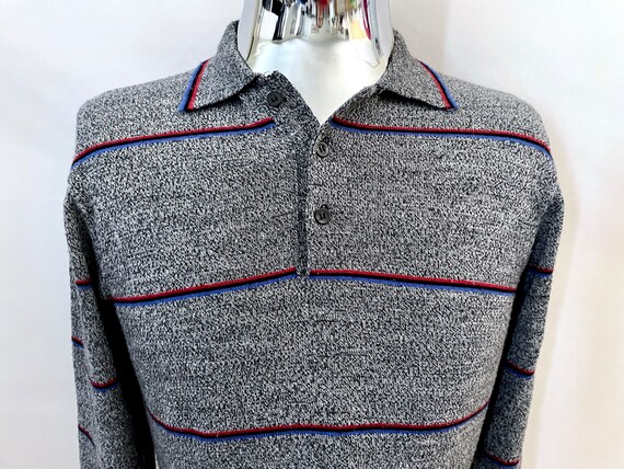Vintage 80's Gray, Striped, Sweater by Sparetime … - image 3