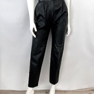 Vintage Leather Pants Black With Pockets High Waist Size S Vintage Leather Pants Black With Pockets High Waist Size S