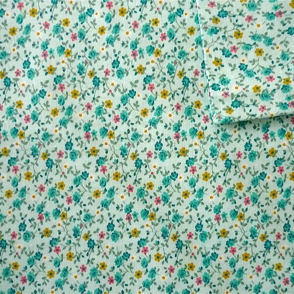 ReservedVintage Fabric 80's Cotton, Turquoise, Floral, Printed Material 232 FreshandSwanky on Etsy