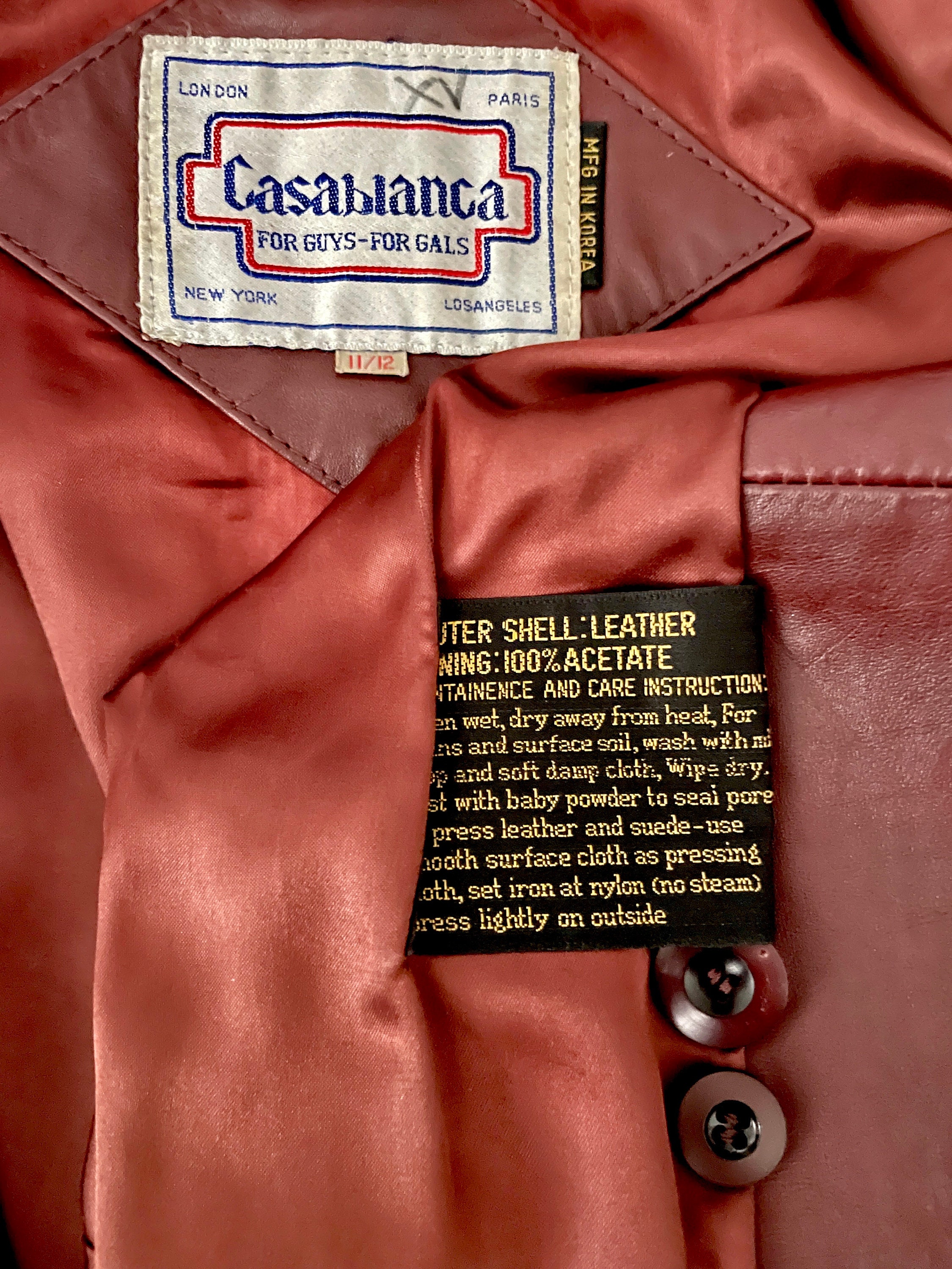 Vintage 80's Casablanca Oxblood Leather Jacket size 6 - Etsy
