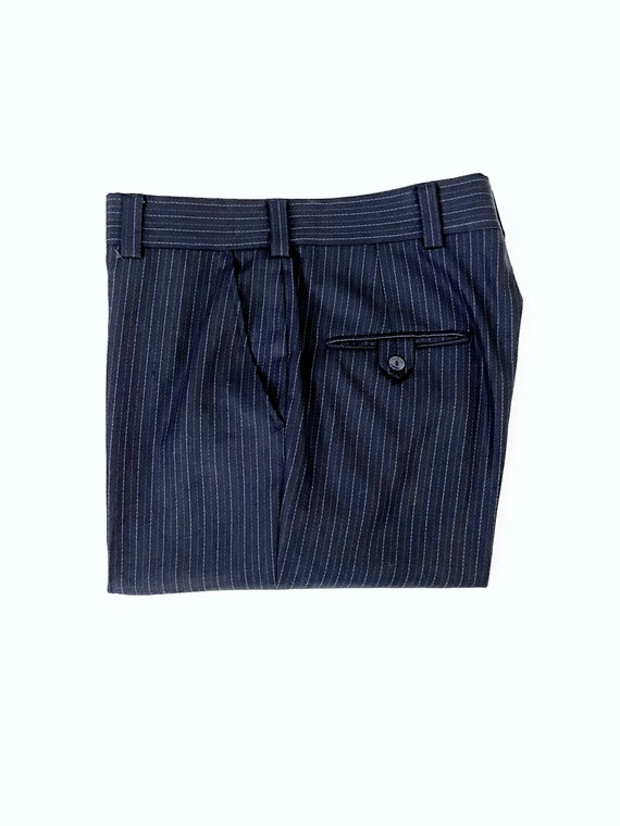 Vintage 60's Navy Blue, Bootcut, Striped Pants (W… - image 1