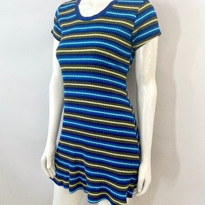 Vintage 90&#39;s Blue, Striped, Ribbed Dress by Xhilaration (S)