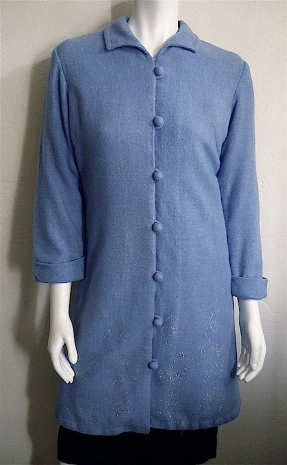 Vintage 60's Blue, Fully Lined, Wool Blend Coat (… - image 1