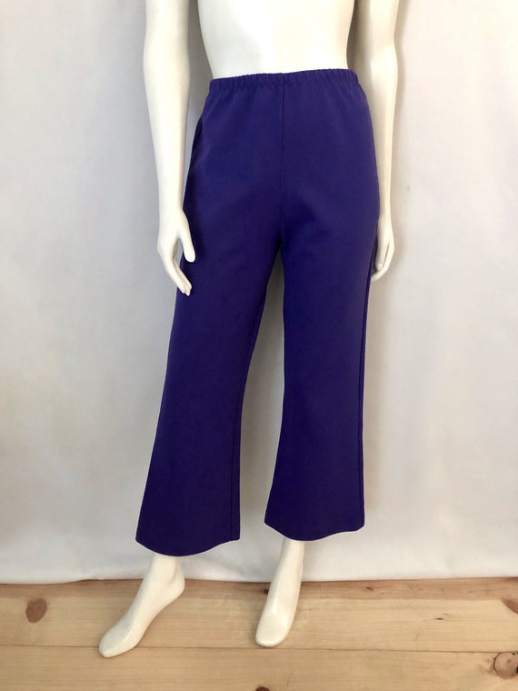 Vintage 70's Purple, High Waisted, Polyester, Fla… - image 2