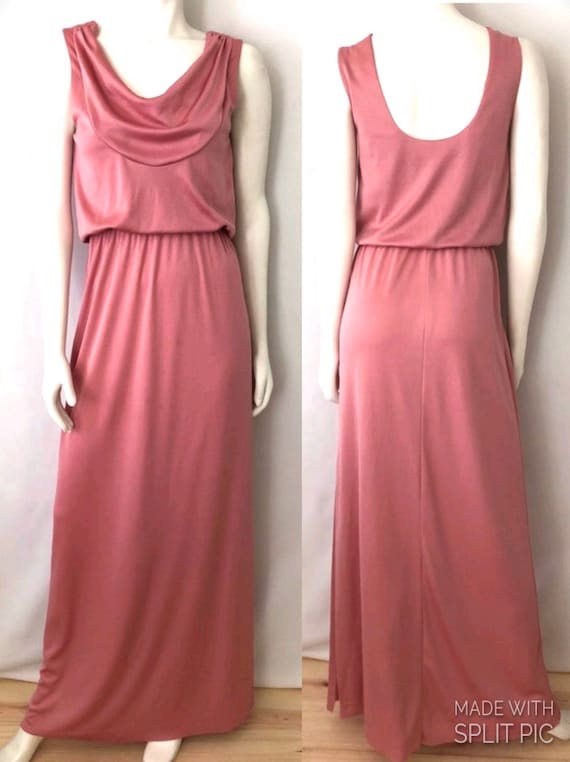Vintage 70's Mauve, Maxi Dress, Full Length, Slee… - image 1