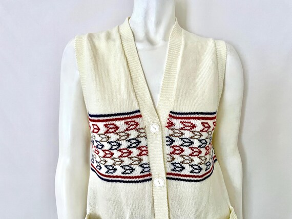 70's Cream, Sleeveless, Sweater Vest by Charsma (… - image 3