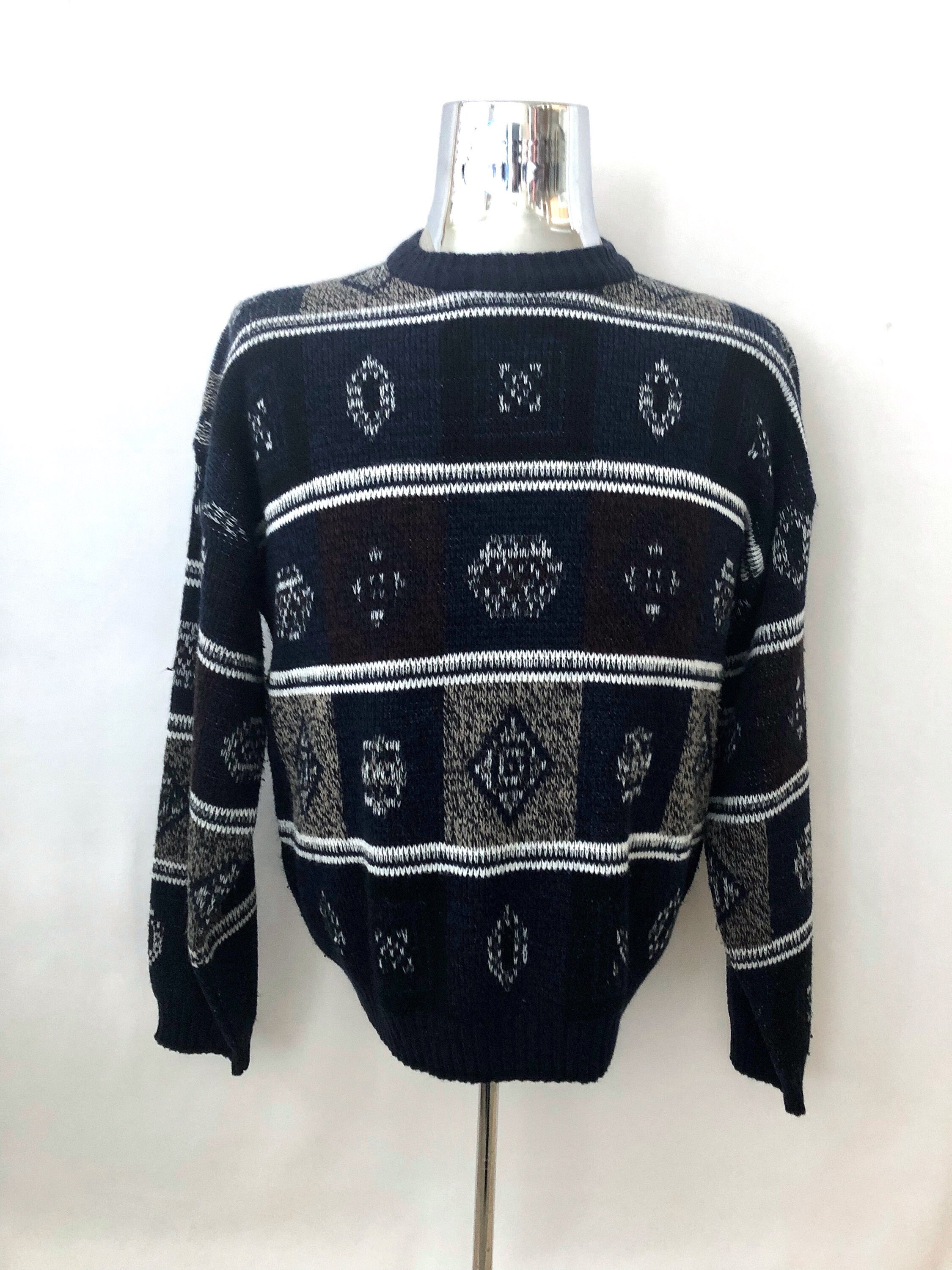 Vintage 90 s Bugle Boy Sweater Black Acrylic Pull Over L Etsy