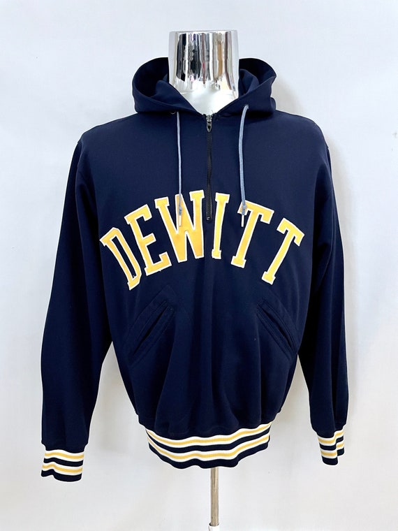 Vintage 60's Dewitt, Navy Blue, Striped, Hooded Sw