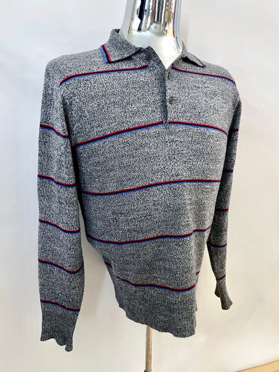 Vintage 80's Gray, Striped, Sweater by Sparetime … - image 2