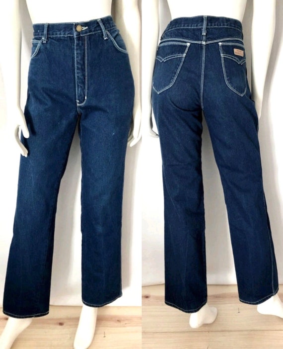 Vintage 70's/80's High Waisted Jeans, Dark Wash, S