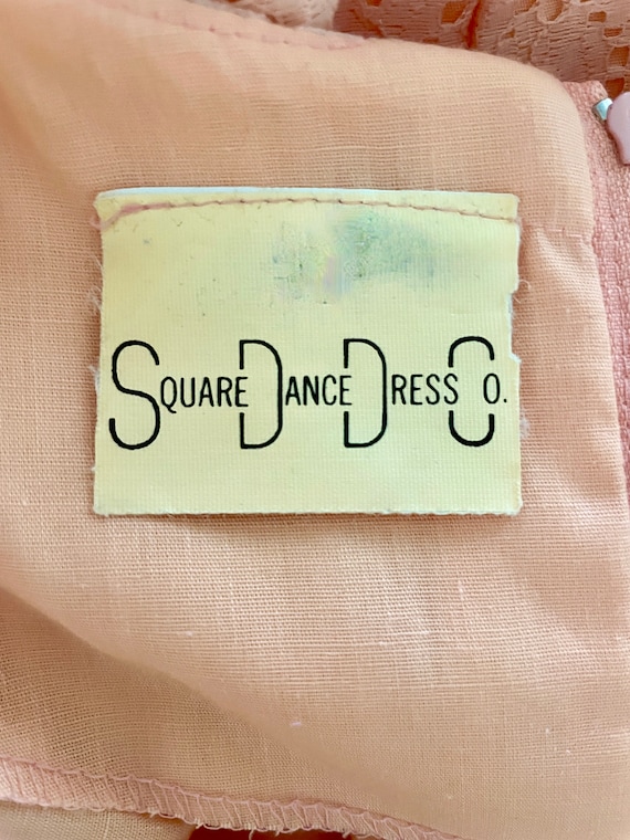 Vintage 70's Square Dancing Dress, Peach, Eyelet … - image 4