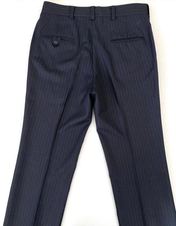 Vintage 60's Navy Blue, Bootcut, Striped Pants (W… - image 5