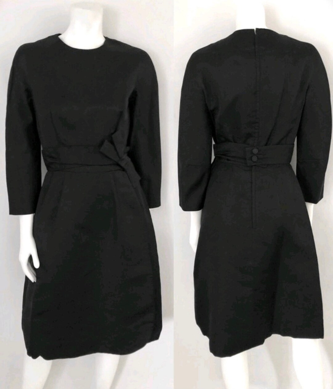 Vintage 60's Black Bow Sleeved A-line Cocktail Dress - Etsy