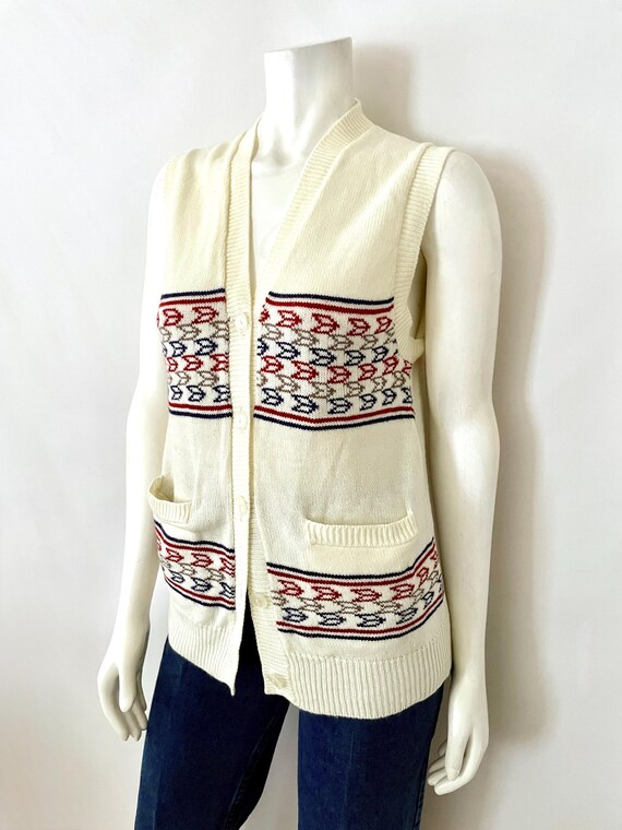 70's Cream, Sleeveless, Sweater Vest by Charsma (… - image 5