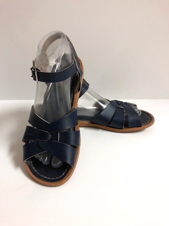 navy blue saltwater sandals