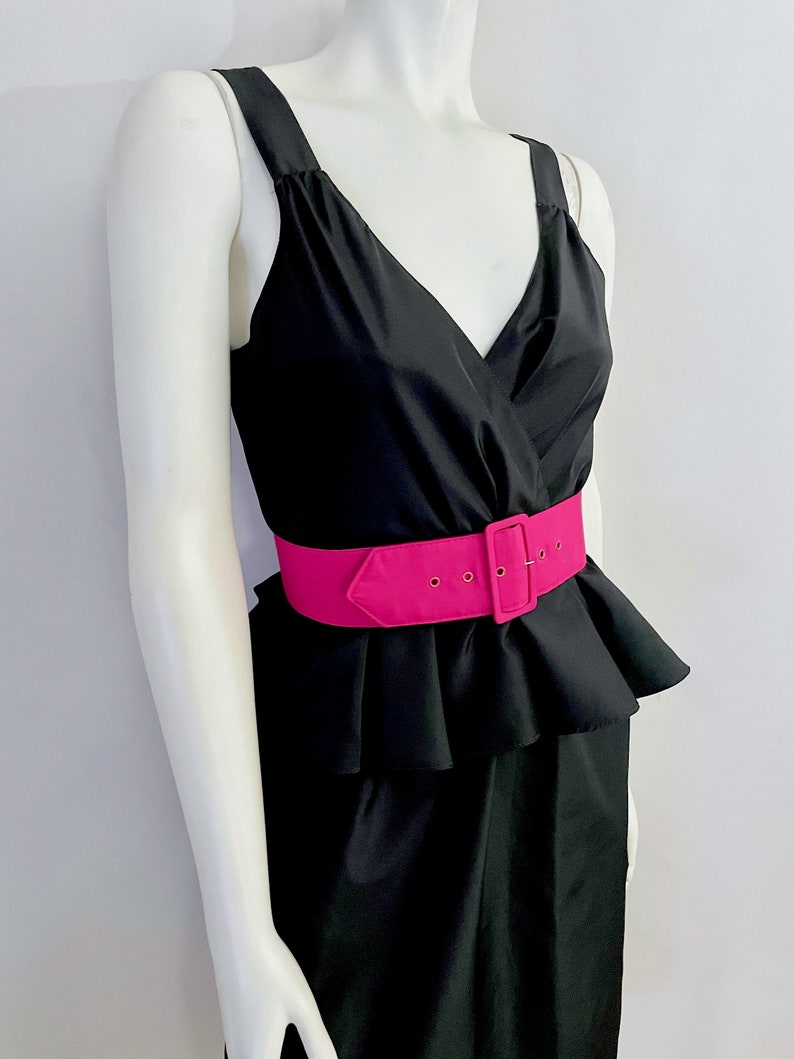 Peplum Dress Sleeveless Black M Vintage Women/'s 80/'s Coco