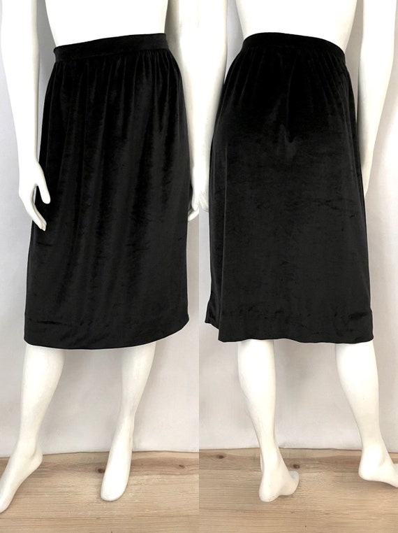 Vintage 70's Jantzen, Black, Velour, A Line Skirt 