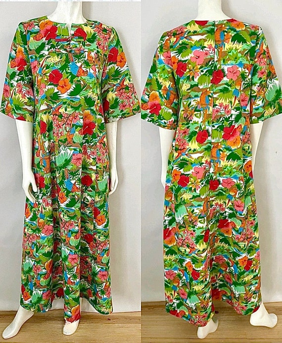 Vintage 70's Sidan, Hawaiian Dress, Floral, Bell S