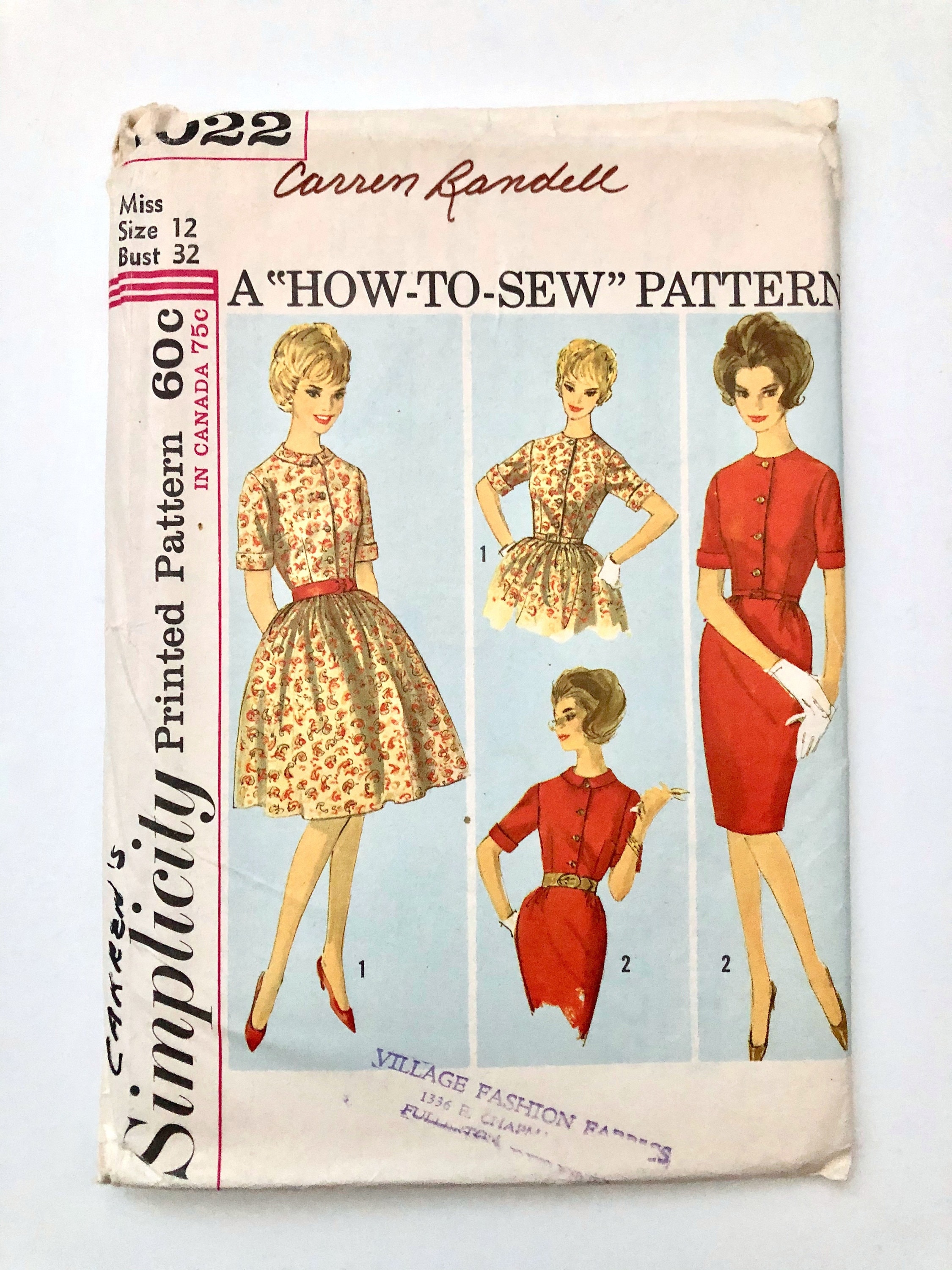 60 S Uncut Simplicity 5022 One Piece Dress Two Skirts Etsy