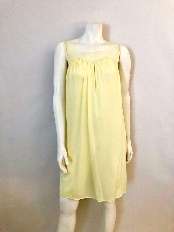Vintage 60's Pastel Yellow, Baby Doll, Nightgown, 