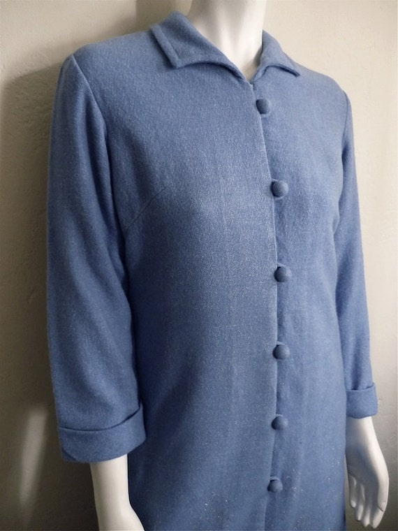 Vintage 60's Blue, Fully Lined, Wool Blend Coat (… - image 2